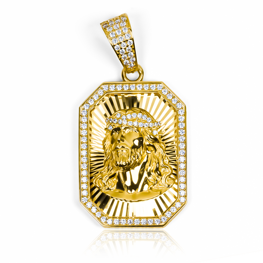 Dije Sagrado rostro luxury I, hecho de Oro 18K y cuidadosamente diseñado por Joyería Caracas. Con garantía para toda la vida.