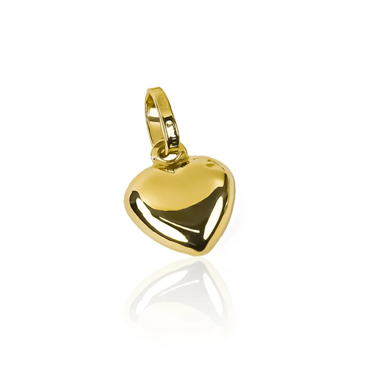 Dije corazón soplado S JT de oro de 18K de la Joyería Caracas. Cuenta con garantía de por vida. 