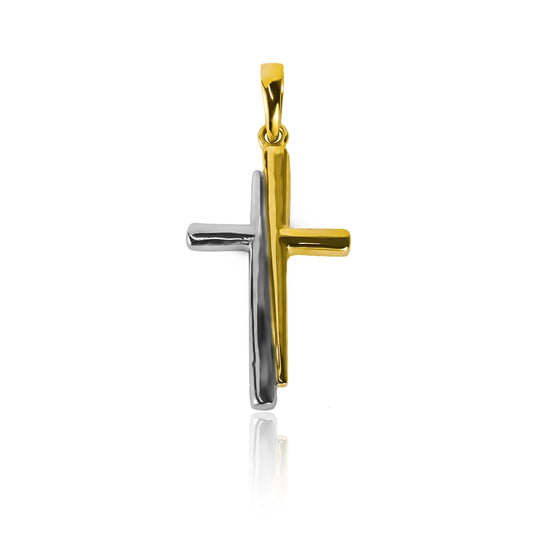 Dije Cruz Bicolor JC. Hecho con oro 18K, en Joyería Caracas es una verdadera obra de arte. Cuenta con garantía de por vida. 