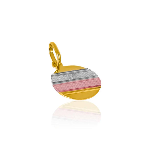 Dije Placa redonda 3 oros I de Joyería Caracas, confeccionado en Oro 18K de la más alta calidad. Con su diseño exclusivo y garantía de por vida.