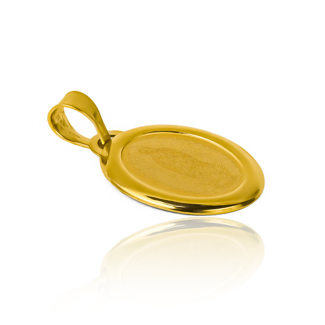 Dije Virgen Guadalupe Láser marco I en oro 18K, diseñado por Joyería Caracas con garantía de por vida.