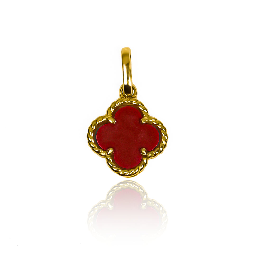Dije Trébol Entorchado, fabricado en oro de 18K por Joyería Caracas, cuenta con certificado de calidad y garantía de por vida.