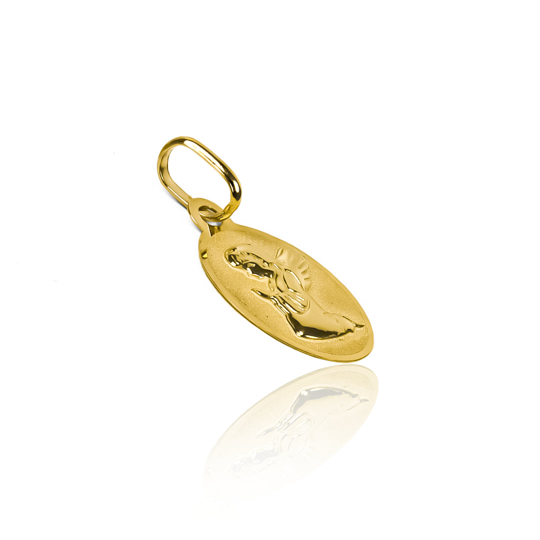 Dije placa Oval Angelito I, fabricado en oro 18K por Joyería Caracas, cuenta con garantía de por vida.