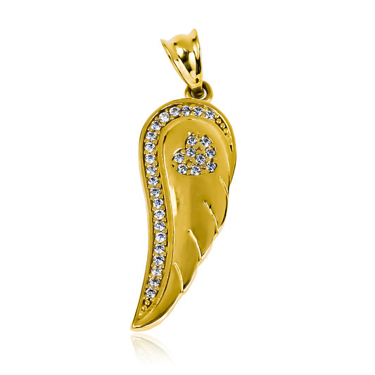 Dije de ala de ángel fabricado en oro 18k de Joyería Caracas. Cuenta con garantía de por vida. 