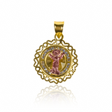 Dije Divino Niño cristal + oro rosa I de Joyería Caracas. Confeccionado en oro 18K, cuenta con garantía de por vida. 