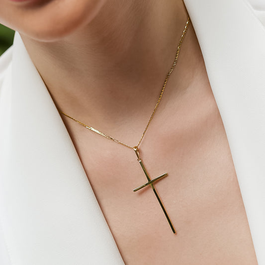 Cuello de mujer con cadena en tejido escalera plana espejo de 40cm en oro amarillo de 18 quilates, hecho en Joyería Caracas. 