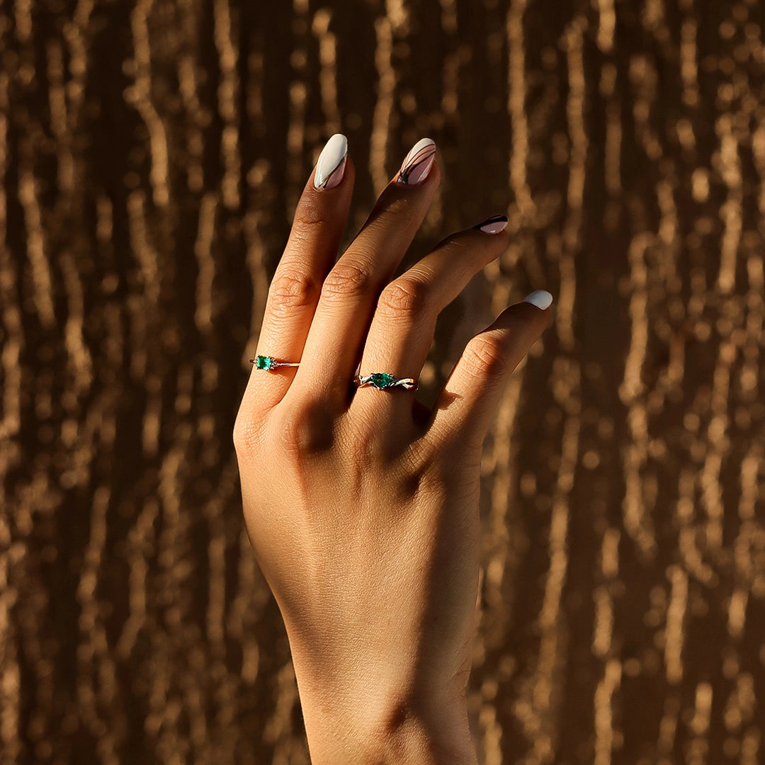 Grape inspiration emerald engagement ring