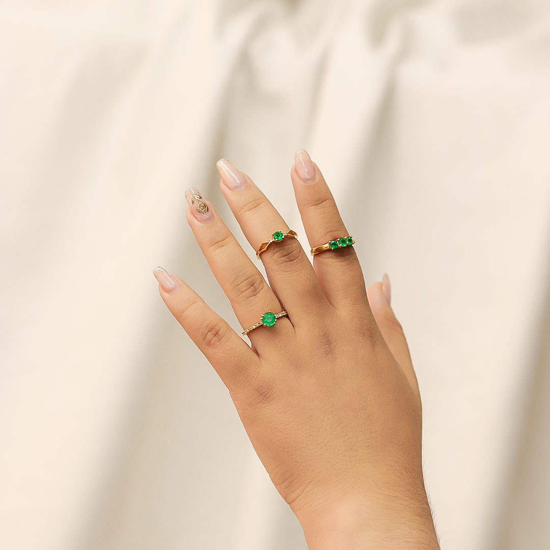 Anillo cricket Esmeralda & diamantes