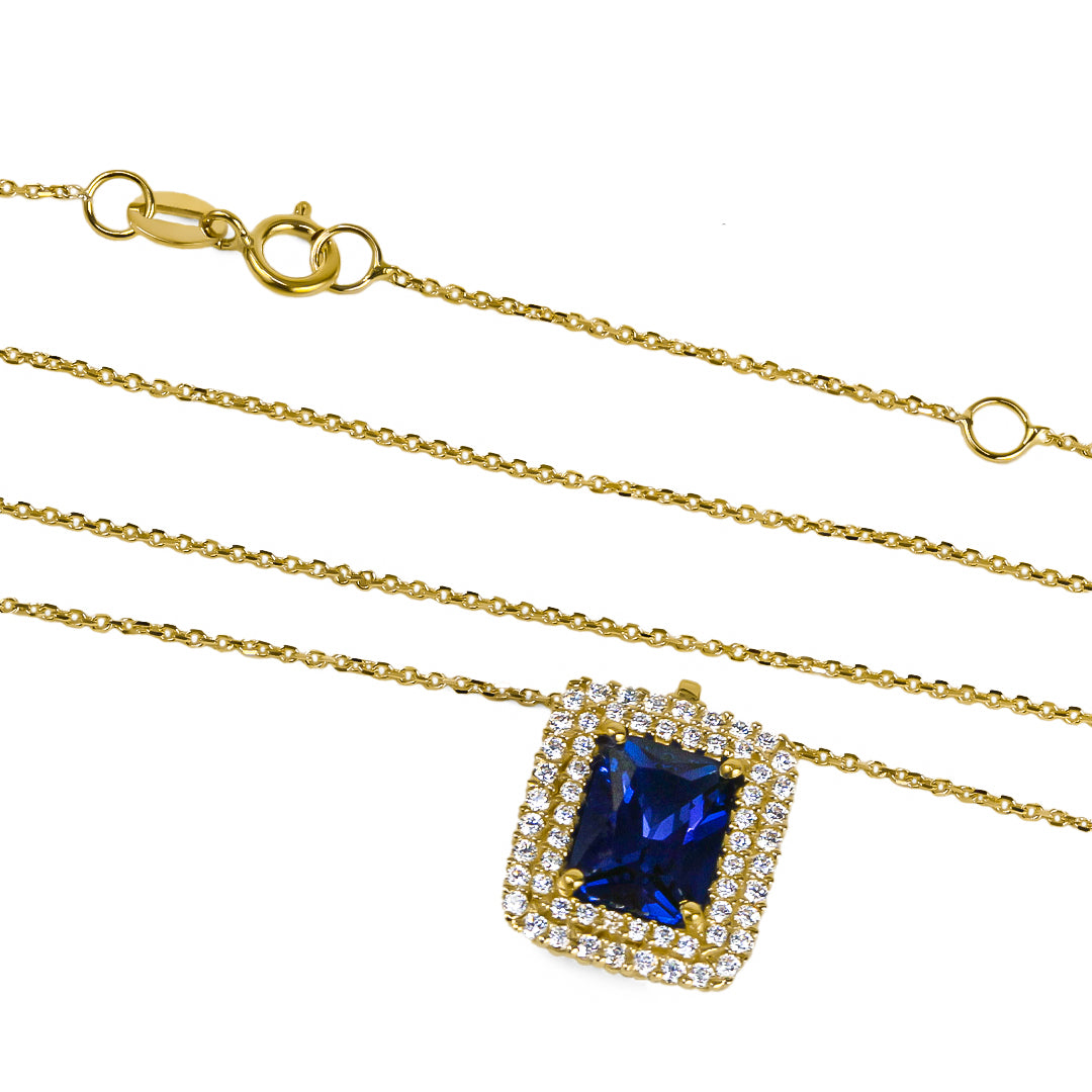 Gargantilla Blue Lady Rectangle, fabricado en oro 18k por Joyería Caracas, cuenta con un certificado de calidad y garantía de por vida.