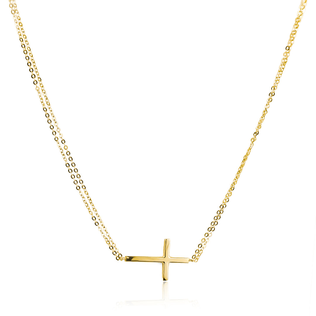 Gargantilla Cruz, fabricado en oro 18K por Joyería Caracas, cuenta con un certificado de calidad y garantía de por vida.