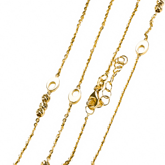 Gargantilla O Especial I, fabricada en oro 18K por Joyería Caracas, cuenta con un certificado de calidad y garantía de por vida.