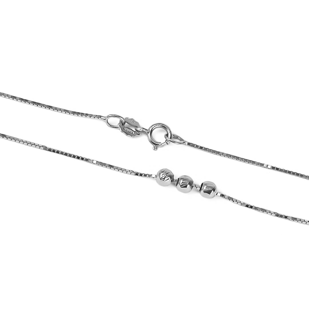 Gargantilla Veneciana White 45 Facetada 3m, fabricada en Oro 18K por Joyería Caracas, cuenta con un certificado de calidad y garantía para toda la vida.