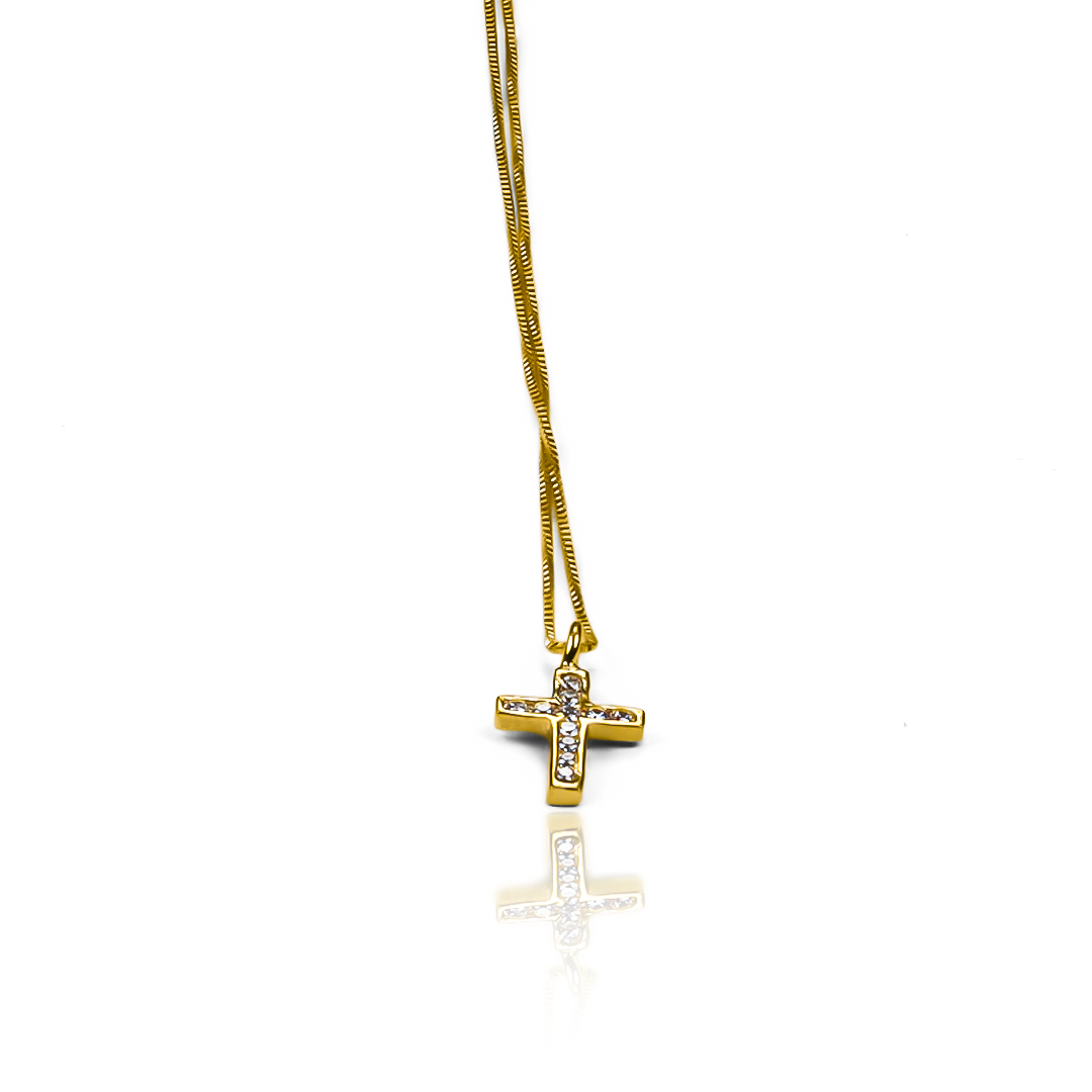 Gargantilla Cruz Veneciana I, fabricada en oro 18k por Joyería Caracas, cuenta con un certificado de calidad y garantía de por vida.