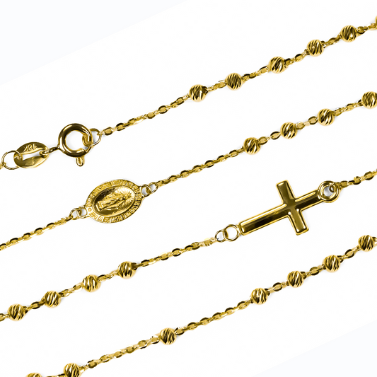 Gargantilla Denario Diamantado I, fabricada en oro 18K por Joyería Caracas, cuenta con un certificado de calidad y garantía de por vida.