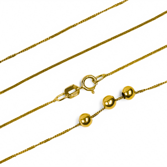 Gargantilla Mini Cubana 50 Esferas Lisas, fabricado en Oro 18K por Joyería Caracas, cuenta con certificado de calidad y garantía de por vida.