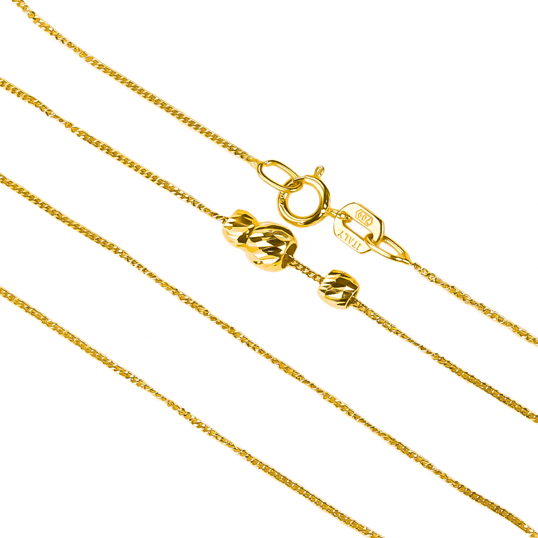 Gargantilla Mini Cubana SS 50 Facetadas, fabricado en oro 18K por Joyería Caracas, cuenta con un certificado de calidad y garantía de por vida.