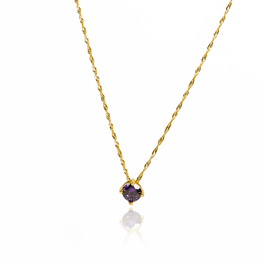 Gargantilla Singapur 45 Pasante #5 Violet, elaborado en Oro 18K por Joyería Caracas, cuenta con un certificado de calidad y garantía para toda la vida.