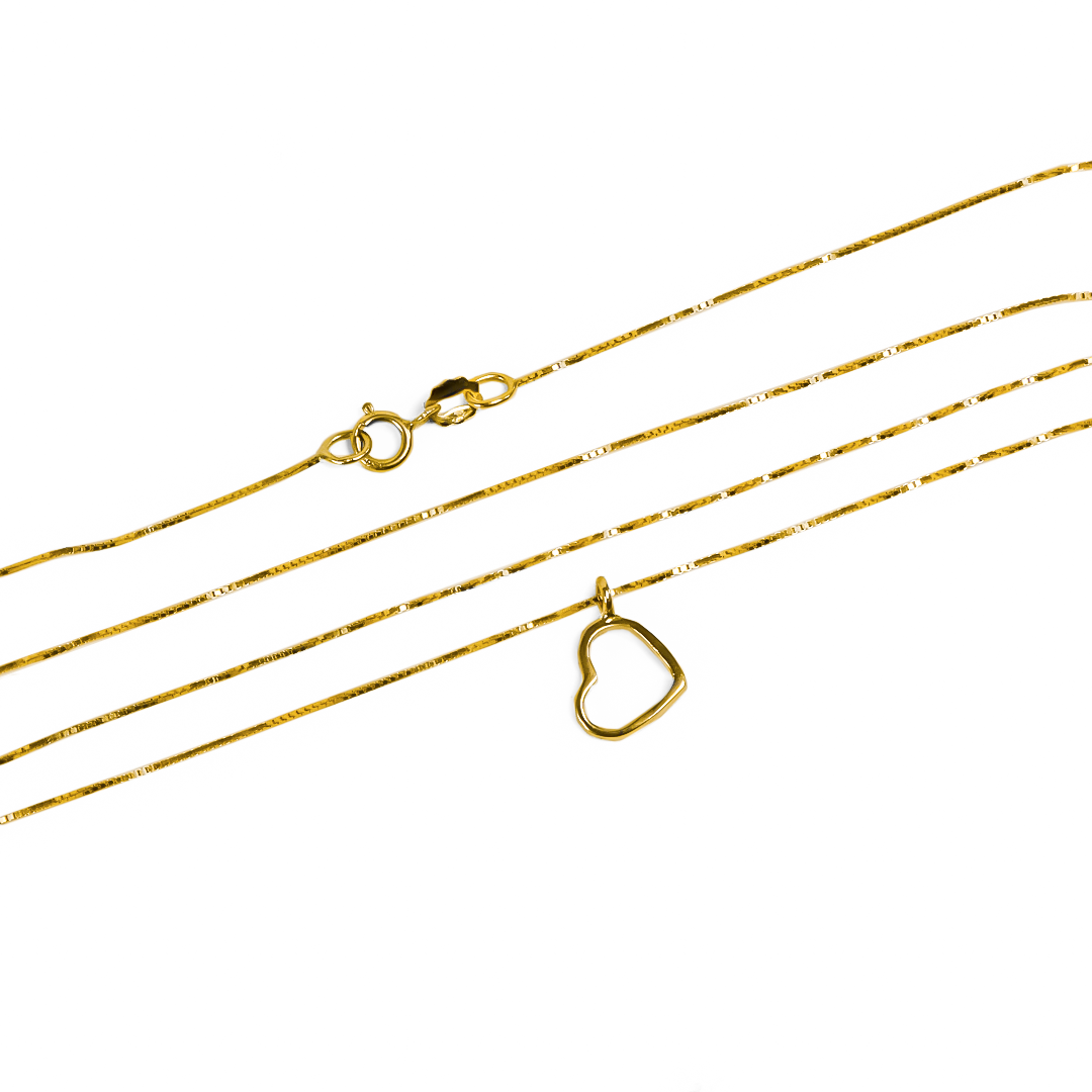 Gargantilla Venecia Style Heart, fabricado en oro 18k por Joyería Caracas, cuenta con un certificado de calidad y garantía de por vida.