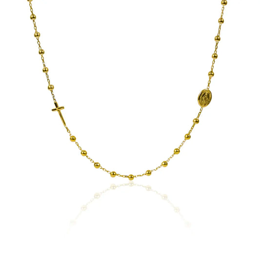 Gargantilla Denario Milagrosa M45, fabricado en oro 18k por Joyería Caracas, cuenta con certificado de calidad y garantía de por vida.