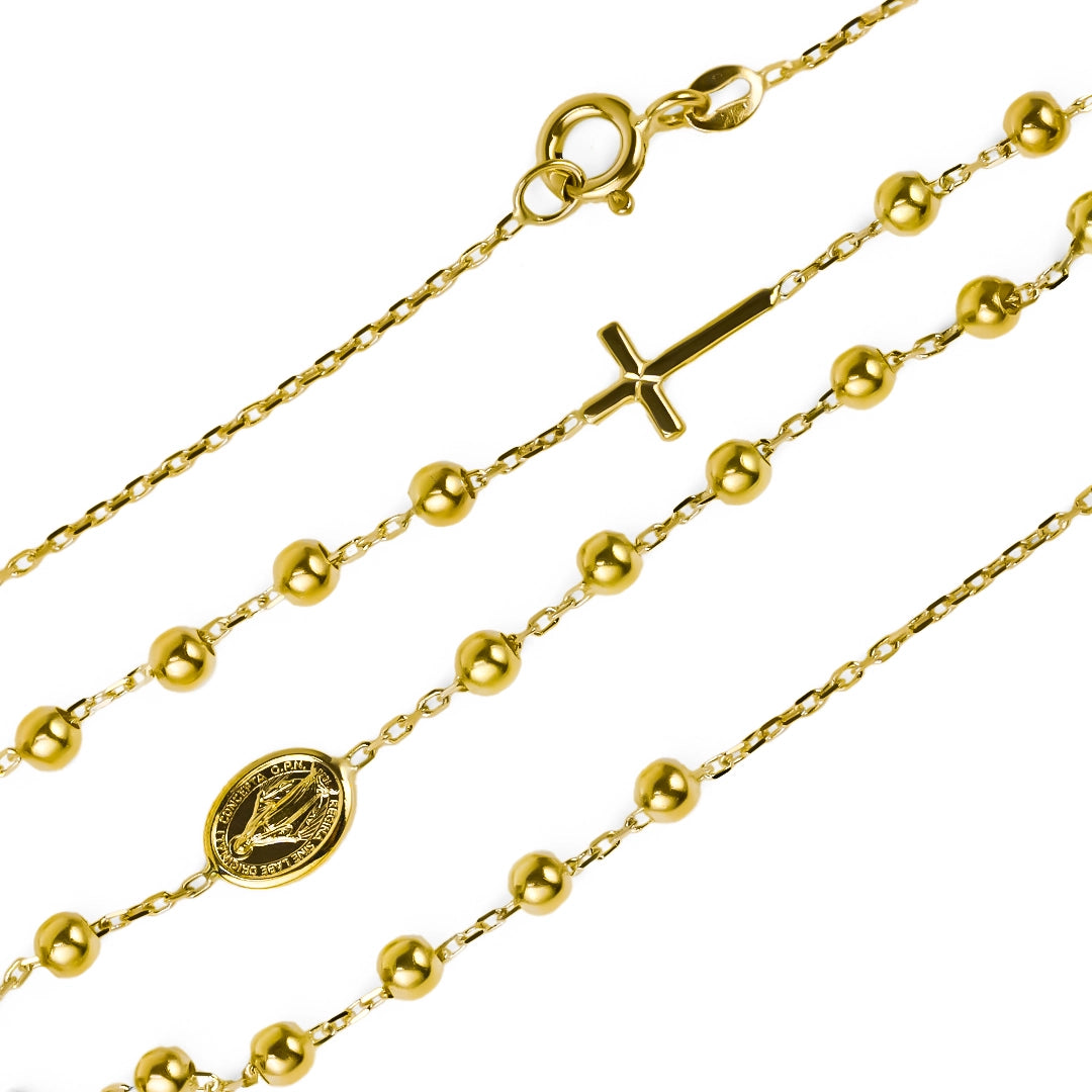 Gargantilla Denario Milagrosa S45 I, fabricada en oro 18k por Joyería Caracas, cuenta con un certificado de calidad y garantía de por vida.