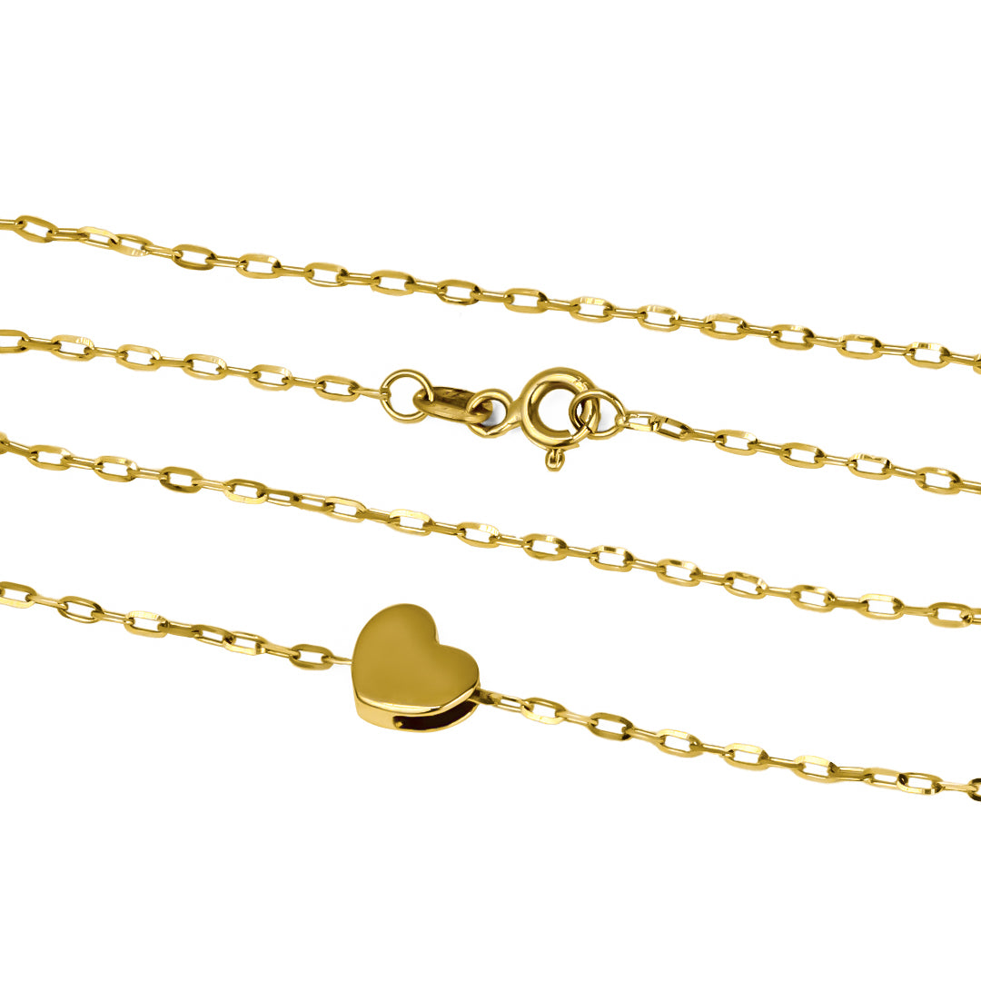 Gargantilla Corazón Pasante L, fabricado en oro 18k por Joyería Caracas, cuenta con un certificado de calidad y garantía de por vida.