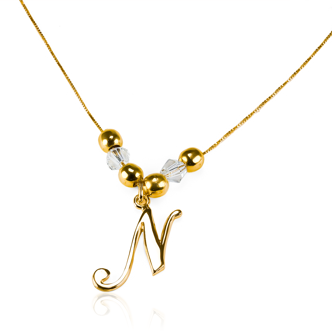 Gargantillas Letras Clásicas JC Veneciana, fabricada en oro 18K por Joyería Caracas, cuenta con un certificado de calidad y garantía de por vida.