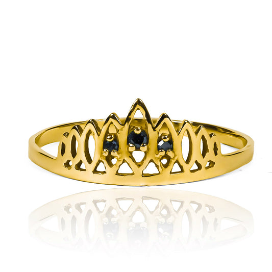 Anillo Lengua de Fuego Rose Diamante, hecho en oro 18k de Joyería Caracas, cuenta con certificado de calidad y garantía de por vida.