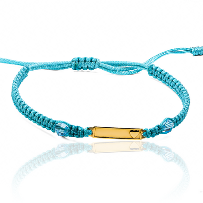Pulsera Corazón alto tejida, elaborada en Oro 18K por Joyería Caracas. Con garantía para toda la vida.