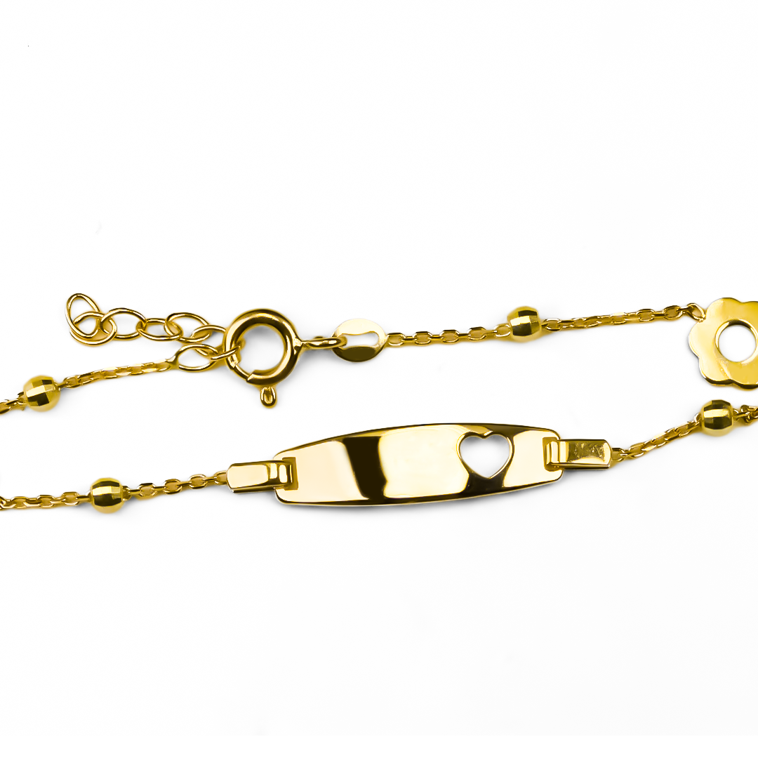 Pulsera Corazón calado flor I es una joya de ensueño de la marca Joyería Caracas. Hecha de oro 18K. Con su diseño único y garantía para toda la vida.