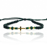 Pulsera Cruz L + Esferas #3 x4 de Joyería Caracas está hecha en oro 18k y presenta detalles en hilo coreano. Con garantía de por vida y bisutería de calidad sin costo adicional.