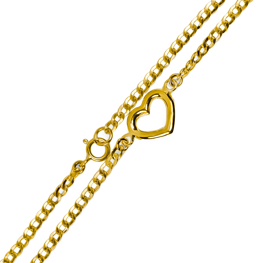 Luce elegante con nuestra Pulsera Cubana - Corazón JT de Oro 18K. Con un diseño exclusivo de Joyería Caracas, esta pulsera es garantía para toda la vida. Completa tu look con estilo y sofisticación.