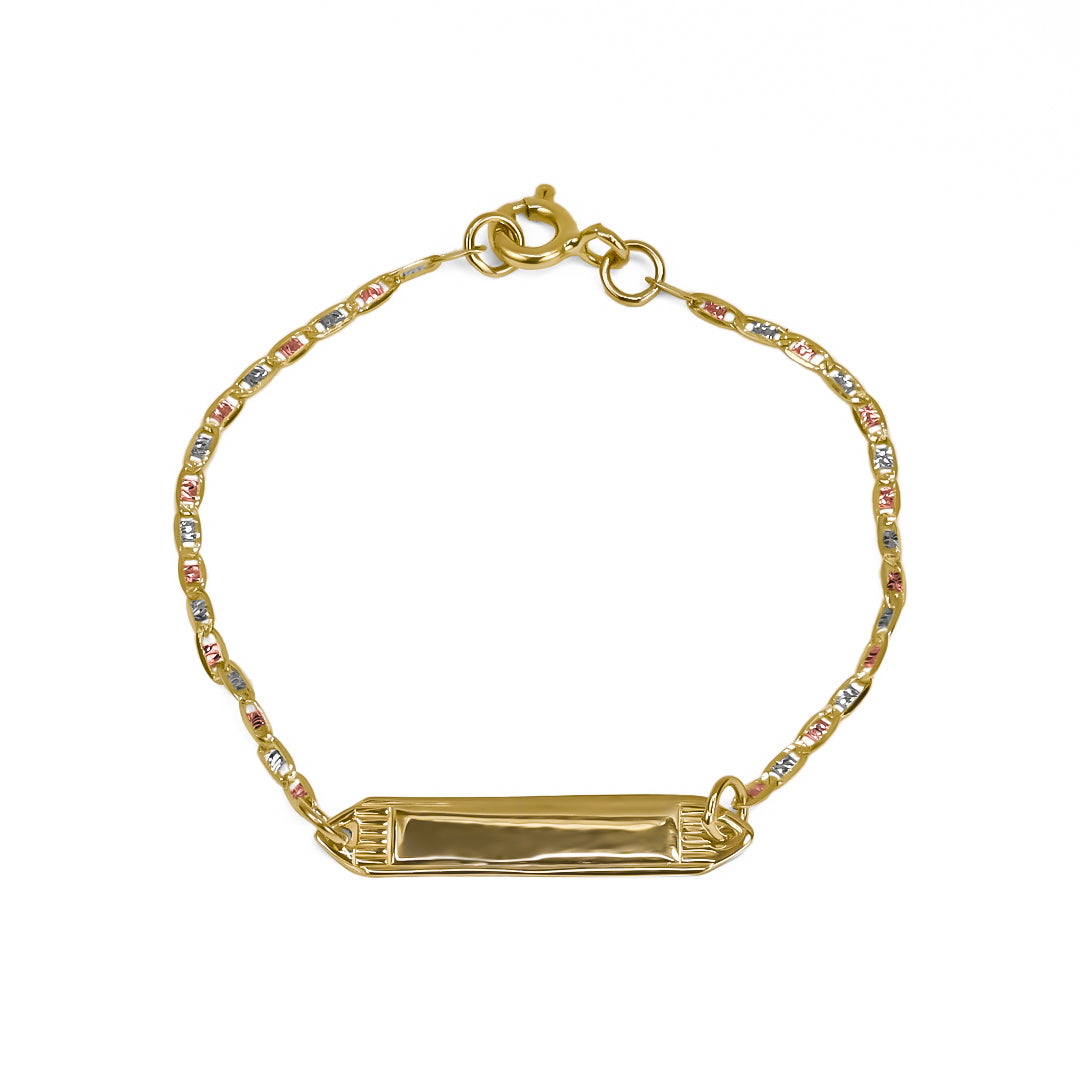Pulsera Escalera 3 Oros Square. Confeccionada en oro 18K y diseñada por Joyería Caracas. Además, cuenta con una garantía para toda la vida.