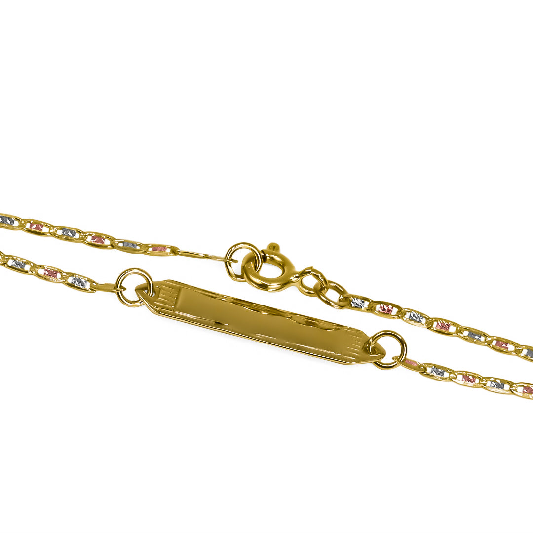 Pulsera Escalera 3 Oros Square. Confeccionada en oro 18K y diseñada por Joyería Caracas. Además, cuenta con una garantía para toda la vida.