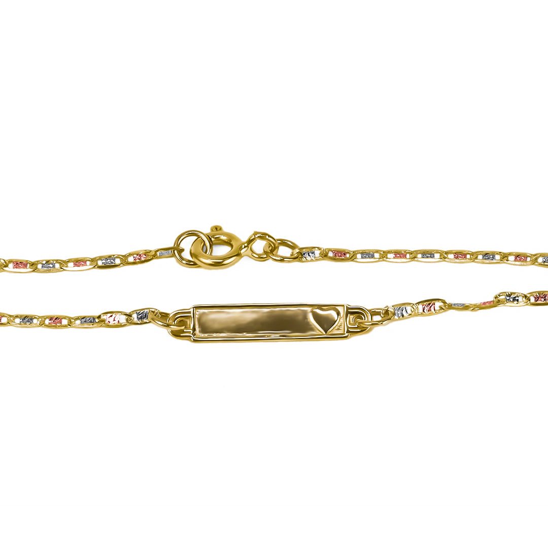 Pulsera Escalera 3 Oros - corazón alto. Hecha de oro 18K y disponible en Joyería Caracas. Con garantía para toda la vida.