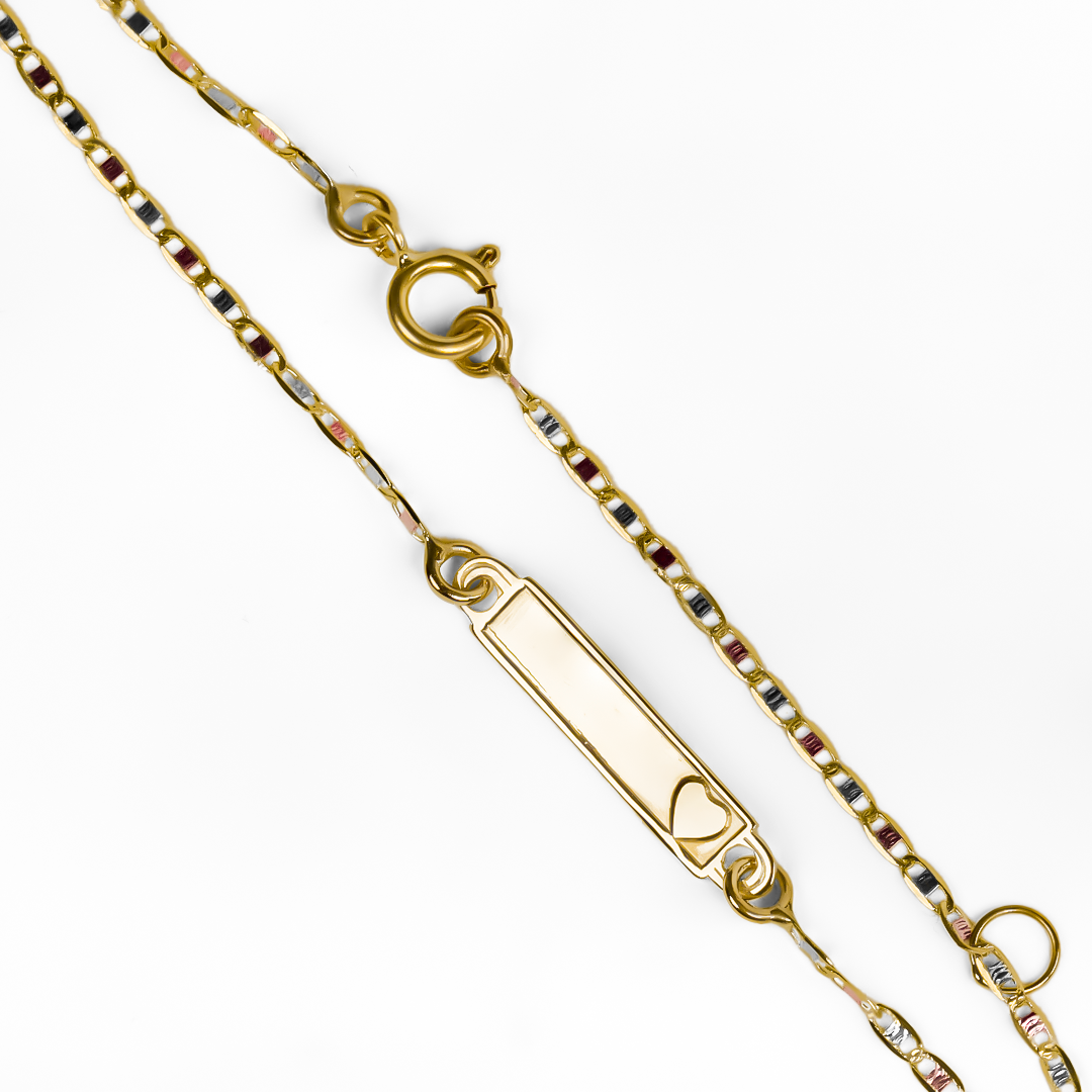Pulsera Escalera 3 oros Corazón S. Hecha de Oro 18K y diseñada por Joyería Caracas. Con su garantía de por vida.