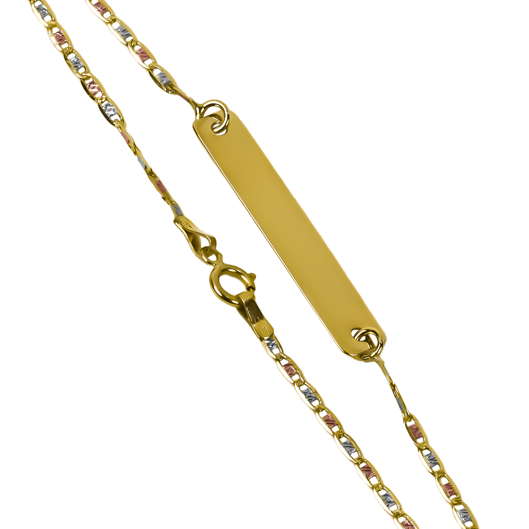 Pulsera Escalera 3 oros de Joyería Caracas, hecha de oro 18K y con un estilo plane que hará resaltar tu elegancia. Con garantía para toda la vida.