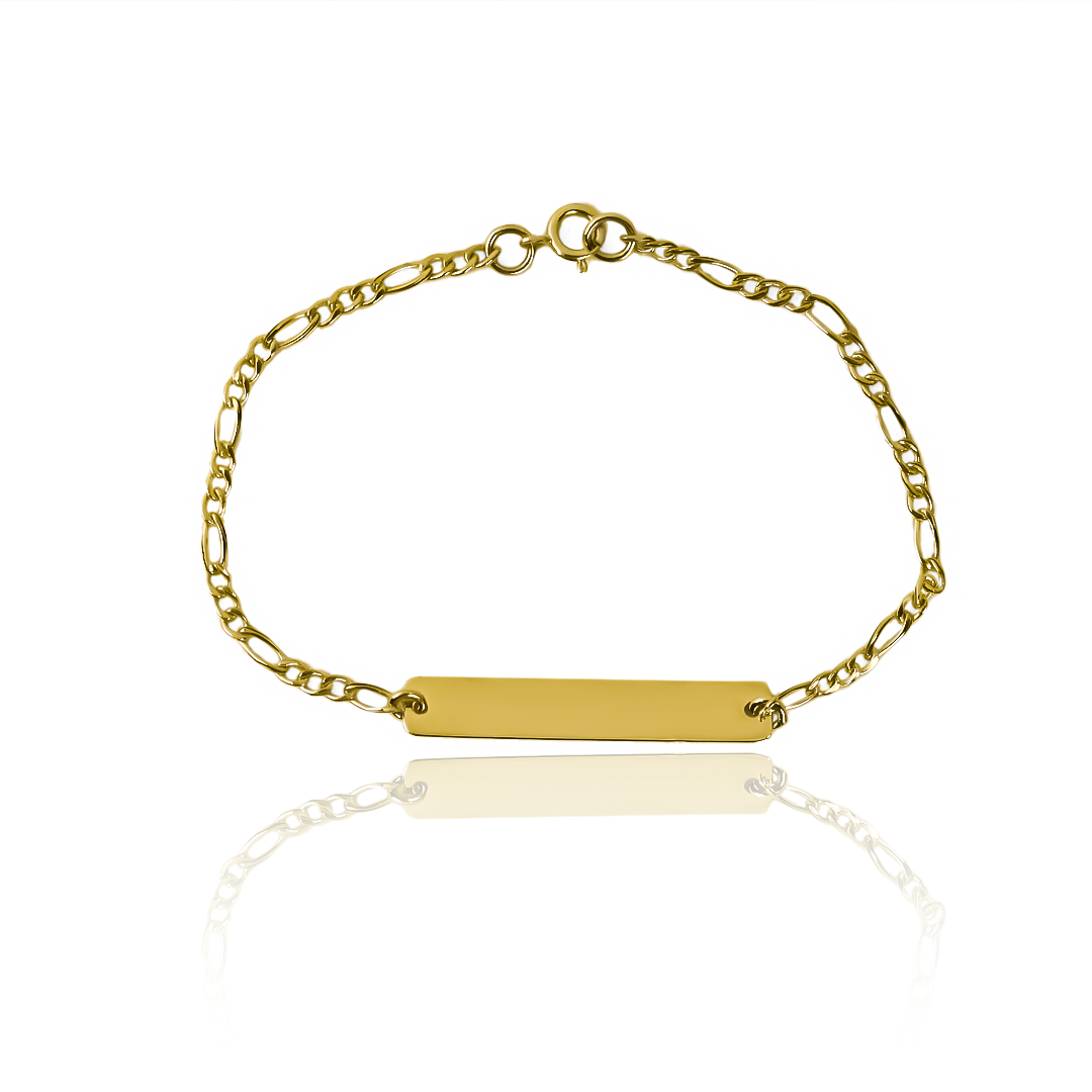 Pulsera Esclava 3x1 con placa lisa en Oro 18K. Diseño de Joyería Caracas con garantía de por vida. 