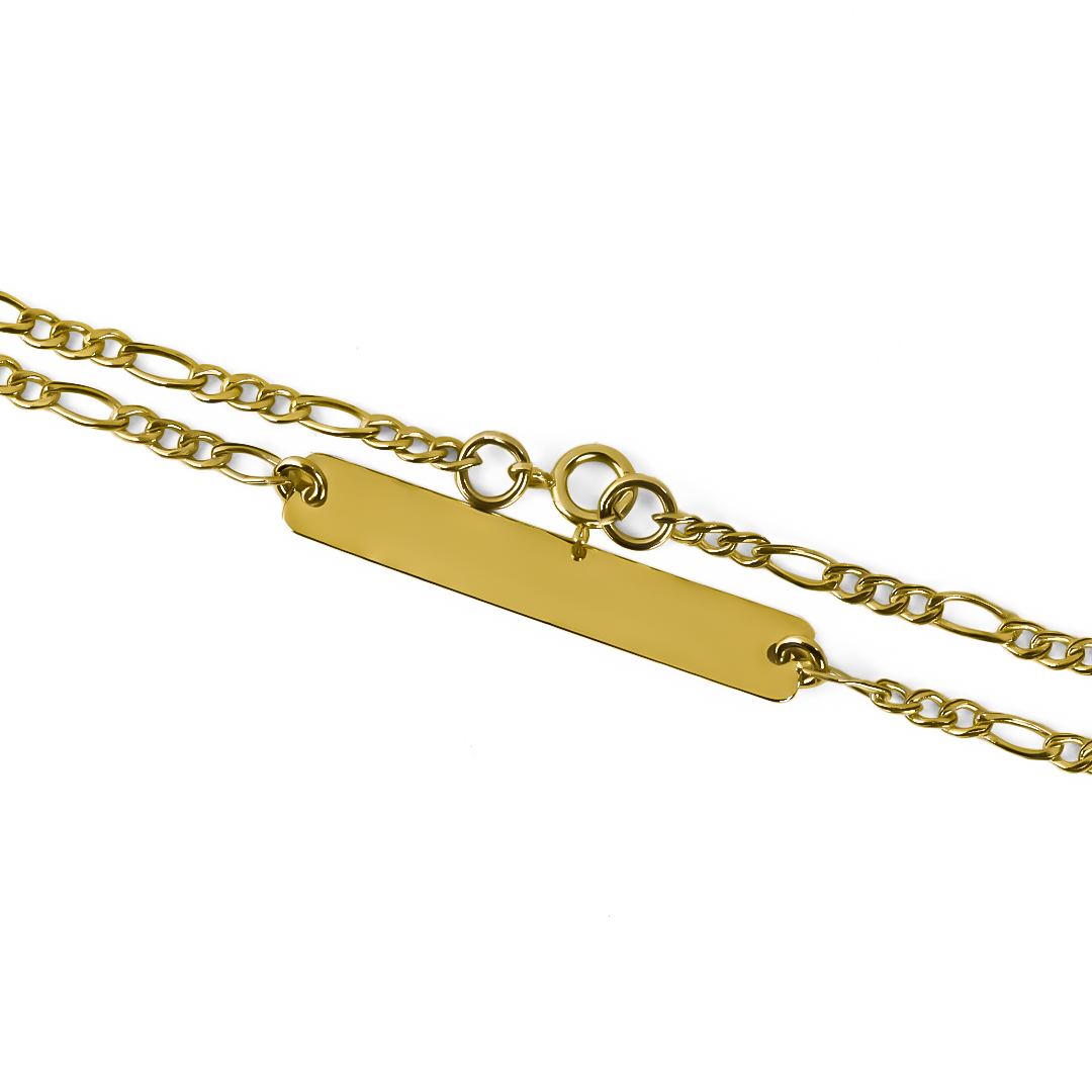 Pulsera Esclava 3x1 con placa lisa en Oro 18K. Diseño de Joyería Caracas con garantía de por vida. 