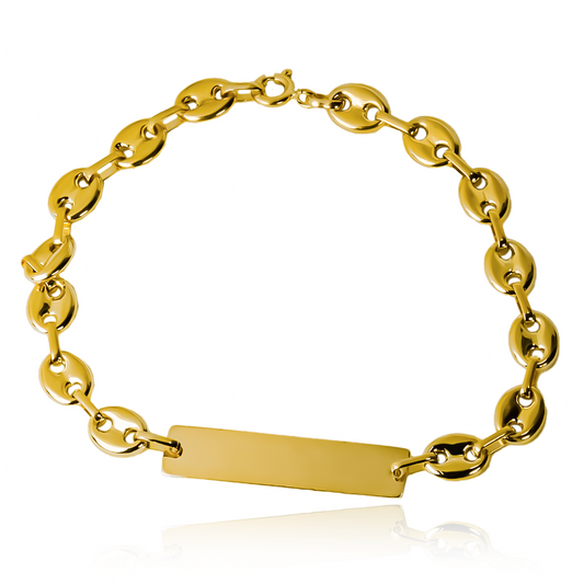 thumbnail interactive-video image 1 of Men's Yellow Gold Plated Titanium Bracelet – Italian Modular Style (Adjustable, 14k Gold PVD, No Clasp) 1 of 5