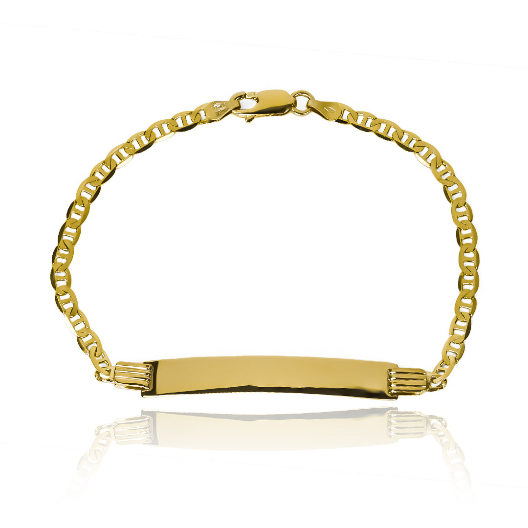 Pulsera es una verdadera obra de arte de Joyería Caracas. Con su diseño de escalera, simboliza el ascenso a la grandeza y el éxito. Hecha con oro de 18K y garantizada para toda la vida.
