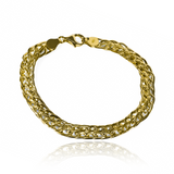 Pulsera Saduza Doble E 20. Hecha con oro 18K y diseñada por Joyería Caracas Garantizada para toda la vida.
