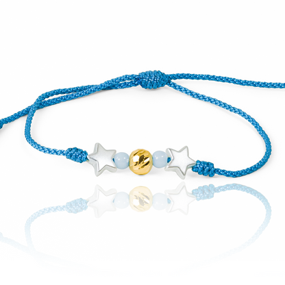 Pulsera Esfera Facetada #6 de Joyería Caracas está elaborada en oro 18k, con detalles en hilo coreano y bisutería de calidad. Con garantía de por vida y sin costo adicional.
