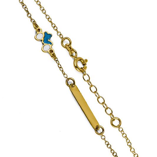 Pulsera Baby Buggy I de Oro 18K, creada por Joyería Caracas. Esta pulsera no solo te brinda un toque de lujo, sino también una garantía para toda la vida. 