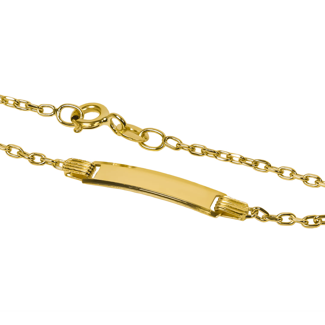 Pulsera esclava plana seguida I fabricado en oro 18K. Además, cuenta con garantía para toda la vida.