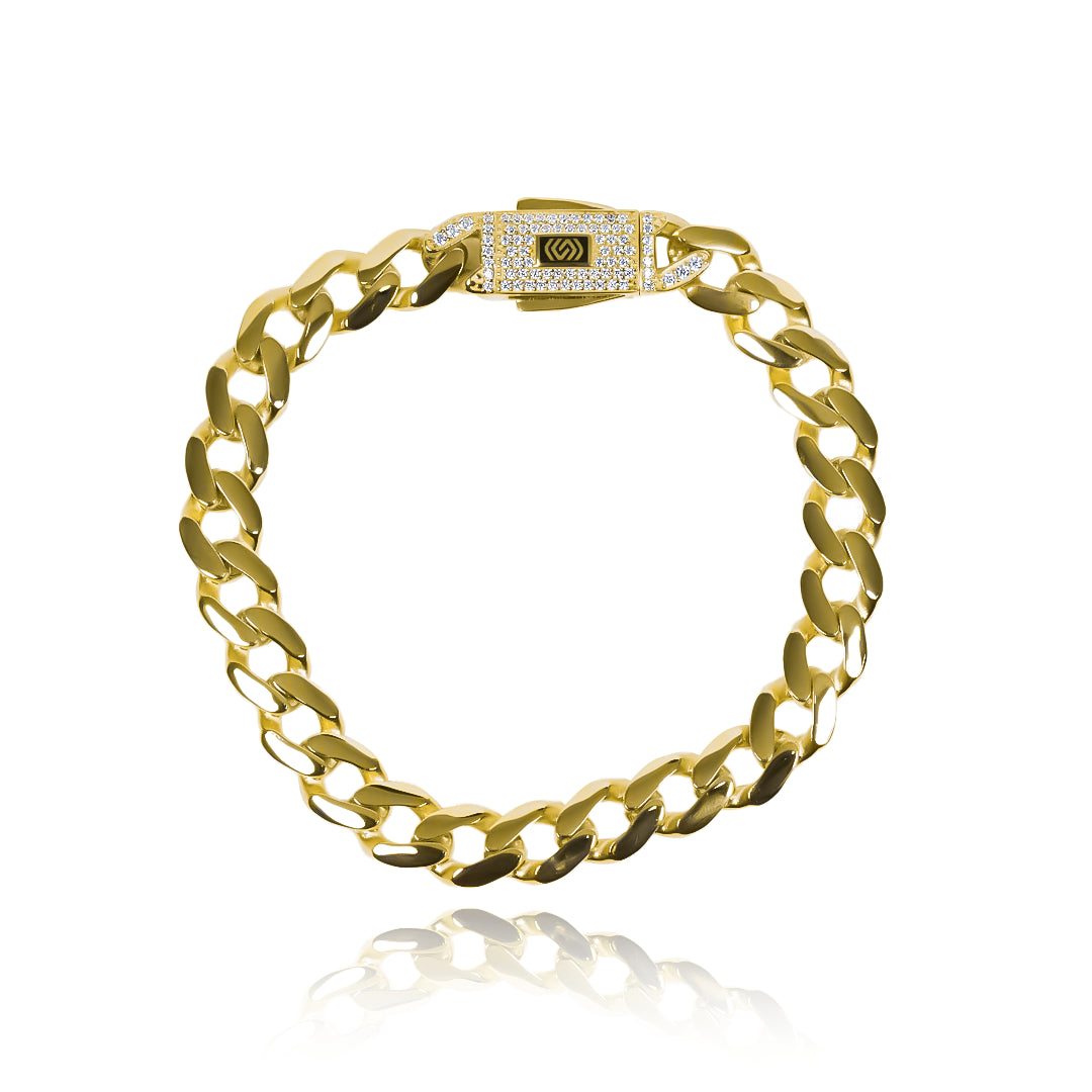 Pulsera Mónaco Royale, fabricada en oro 18K por Joyería Caracas. Además, cuenta con garantía para toda la vida.