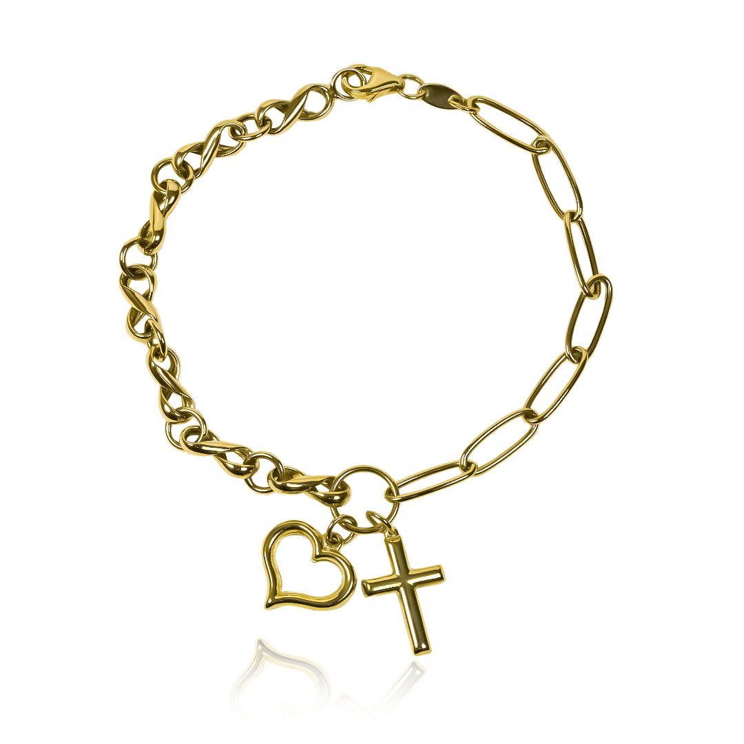 Pulsera cruz + corazón