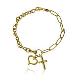 Pulsera cruz + corazón