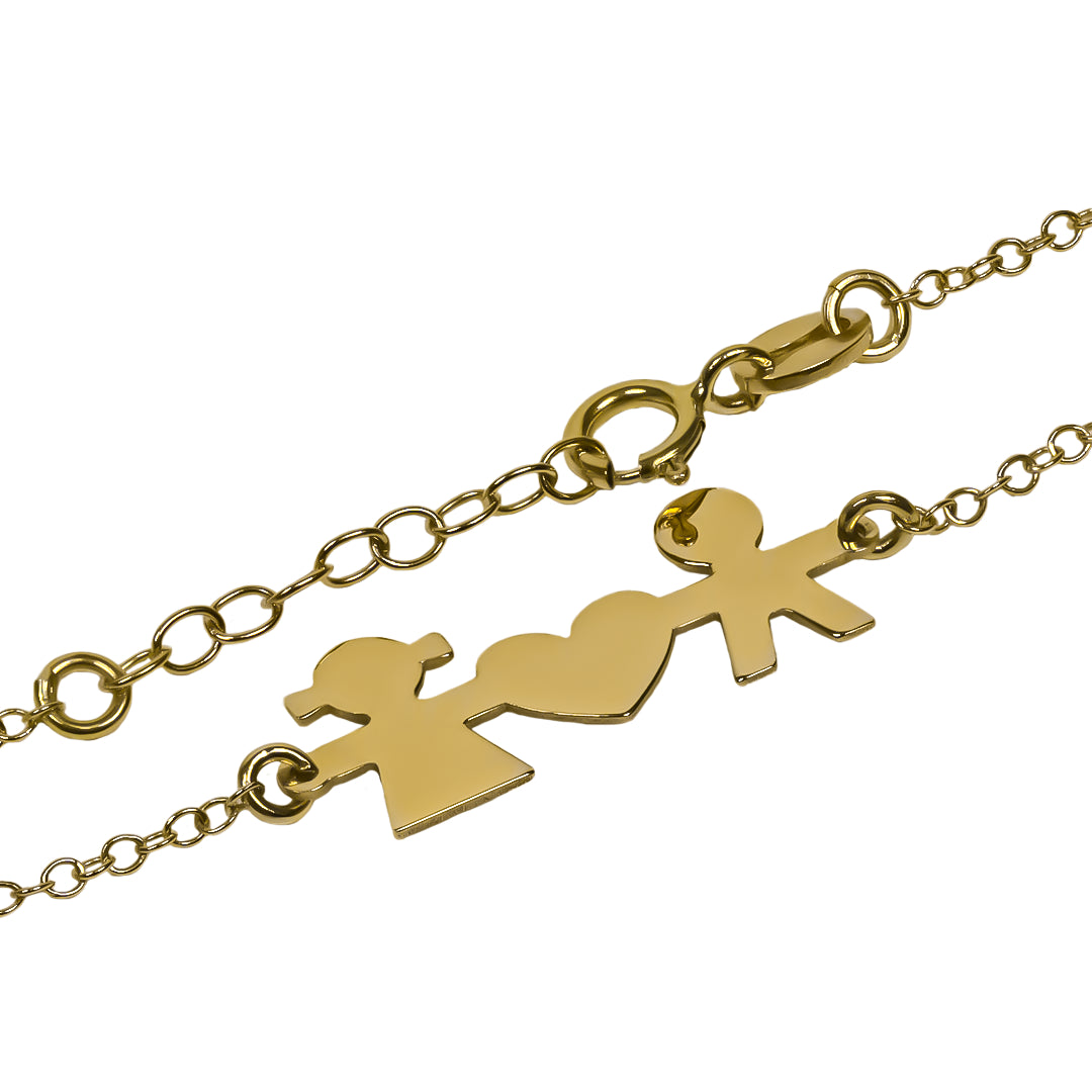 Pulsera bebe Siblings love elaborada en Oro 18K por Joyería Caracas, cuenta con certificado de calidad y garantía de por vida.