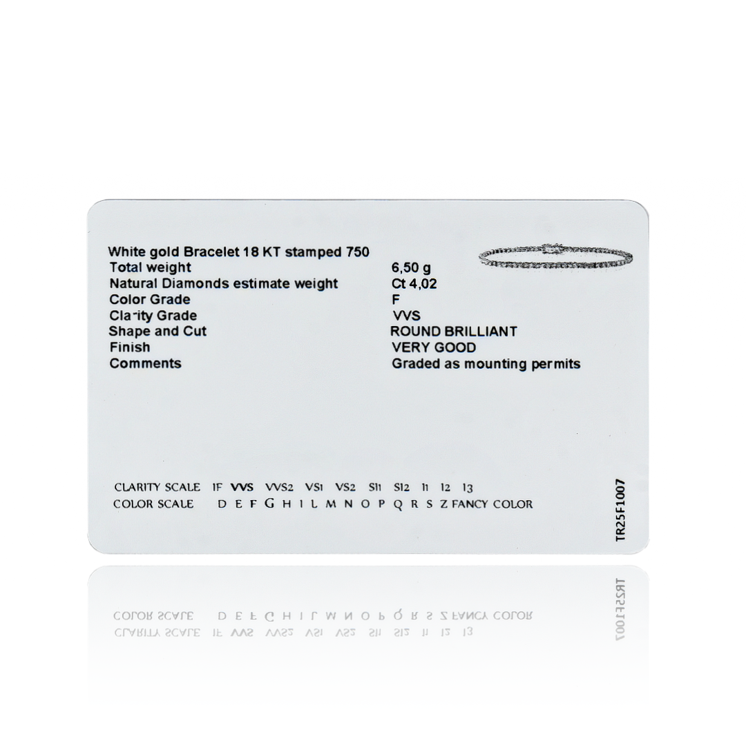 Certificado de Pulsera tennis diamantes de laboratorio