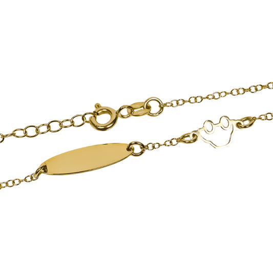 Pulsera bebe carrito elaborada en Oro 18K por Joyería Caracas, cuenta con certificado de calidad y garantía de por vida.